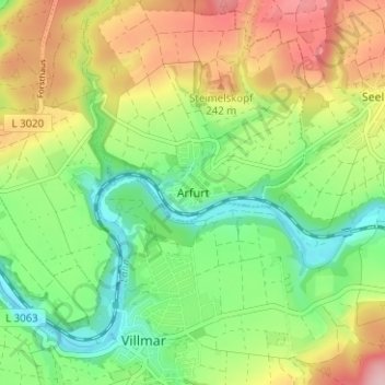 Carte topographique Arfurt, altitude, relief