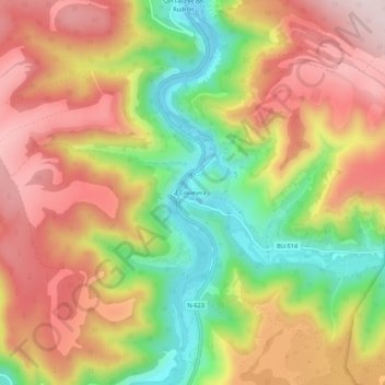 Carte topographique Covanera, altitude, relief