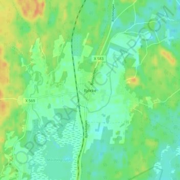 Carte topographique Björke, altitude, relief