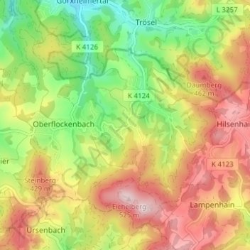 Carte topographique Steinklingen, altitude, relief