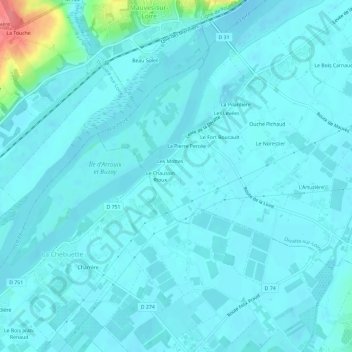Carte topographique Les Tailles, altitude, relief