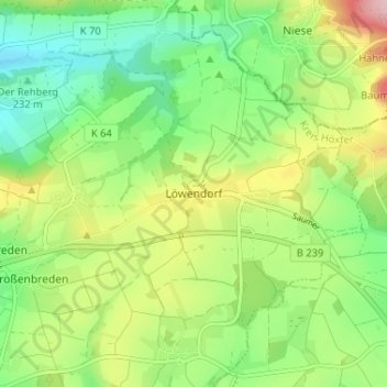 Carte topographique Löwendorf, altitude, relief