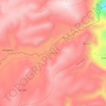 Carte topographique Isivilla, altitude, relief