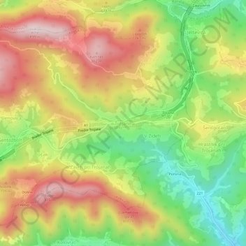 Carte topographique Trojane, altitude, relief