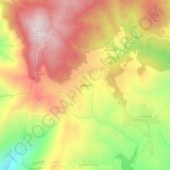 Carte topographique Covelas, altitude, relief