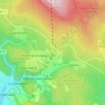 Carte topographique Fleckl, altitude, relief