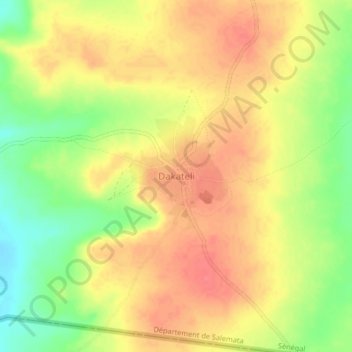 Carte topographique Dakateli, altitude, relief