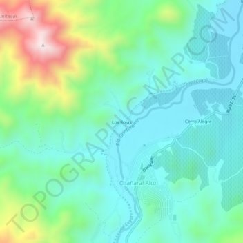 Carte topographique Los Rojas, altitude, relief