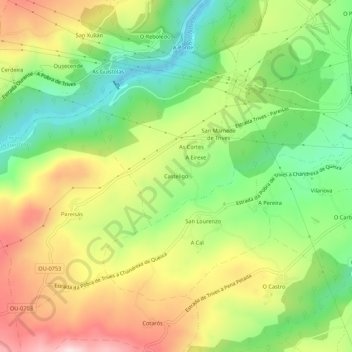 Carte topographique Casteligo, altitude, relief