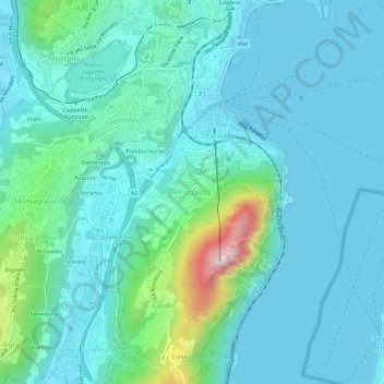 Carte topographique Pazzallo, altitude, relief