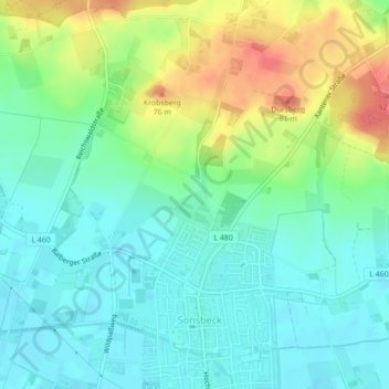 Carte topographique Buntsandstein, altitude, relief