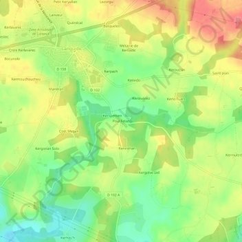 Carte topographique Poul Fetan, altitude, relief