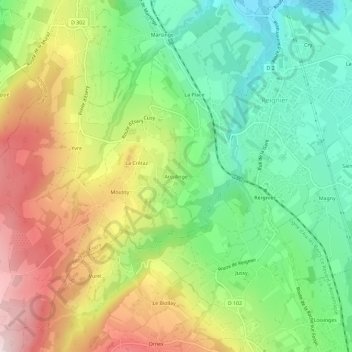 Carte topographique Arculinge, altitude, relief