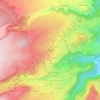 Carte topographique Serre-Haut, altitude, relief