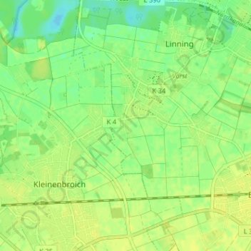 Carte topographique Rottes, altitude, relief