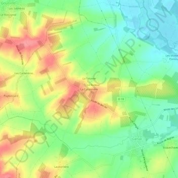 Carte topographique La Cotonnière, altitude, relief