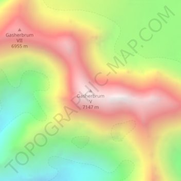 Carte topographique Gasherbrum V, altitude, relief