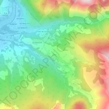Carte topographique Lans, altitude, relief