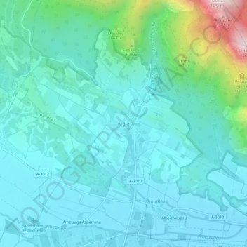 Carte topographique Araia, altitude, relief
