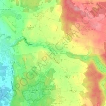 Carte topographique Thanning, altitude, relief