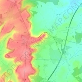 Carte topographique Montigny-le-Roi, altitude, relief