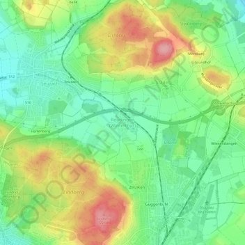 Carte topographique Reutlingen, altitude, relief