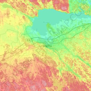 Carte topographique Linköping, altitude, relief