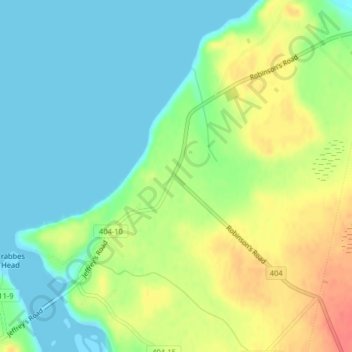 Carte topographique Jeffrey's, altitude, relief