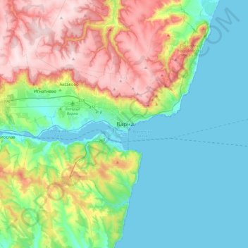 Carte topographique Warna, altitude, relief