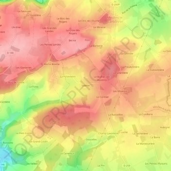 Carte topographique Valette, altitude, relief