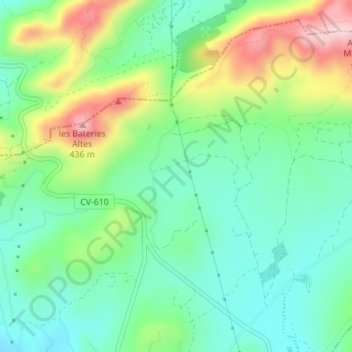 Carte topographique Els Corporals, altitude, relief