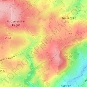 Carte topographique Le Saussey, altitude, relief