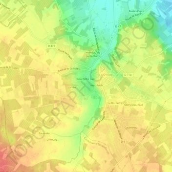 Carte topographique Bayssade, altitude, relief
