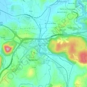 Carte topographique Barrio La Rañada, altitude, relief