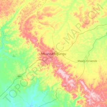 Carte topographique Mbanza-Ngungu, altitude, relief