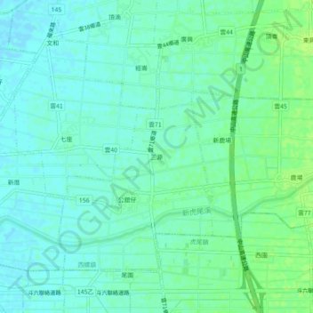 Carte topographique 三源, altitude, relief
