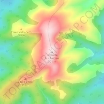 Carte topographique Cerro de las Ánimas, altitude, relief