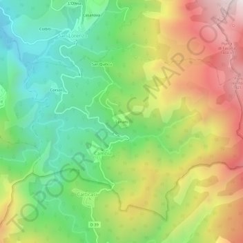 Carte topographique Loriani, altitude, relief
