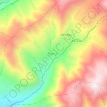 Carte topographique Hualcan, altitude, relief