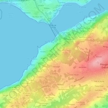 Carte topographique Menez Keralliou, altitude, relief