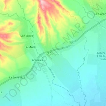 Carte topographique El Corozo, altitude, relief