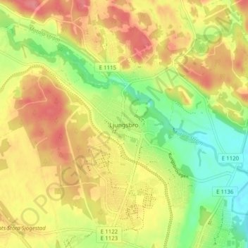 Carte topographique Ljungsbro, altitude, relief