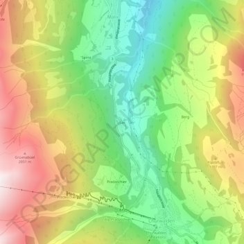 Carte topographique Lax, altitude, relief