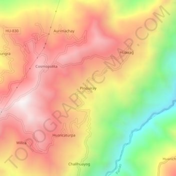 Carte topographique Pinquiray, altitude, relief