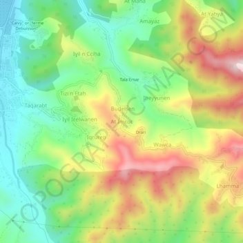 Carte topographique Aït Imaouche, altitude, relief