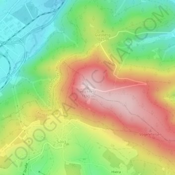 Carte topographique Hochfirst, altitude, relief