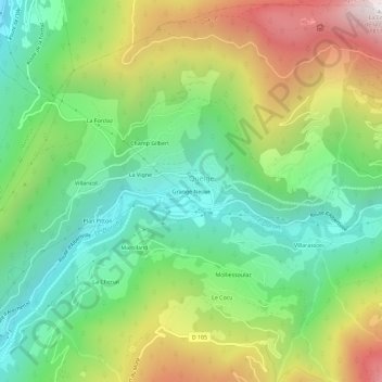 Carte topographique Grange Neuve, altitude, relief