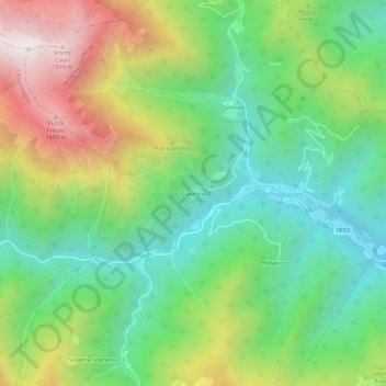 Carte topographique Cialancia, altitude, relief