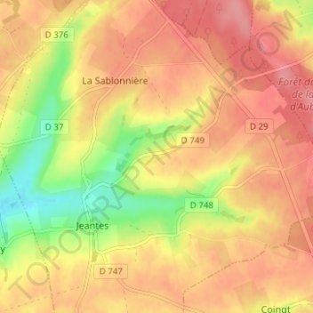 Carte topographique La Longue Rue de Bas, altitude, relief