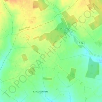 Carte topographique La Champignelle, altitude, relief